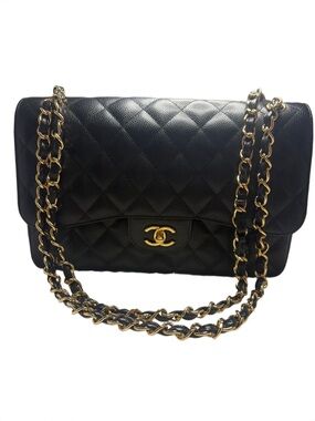 Chanel Jumbo Classic Double Flap Black Caviar Gold Hardware